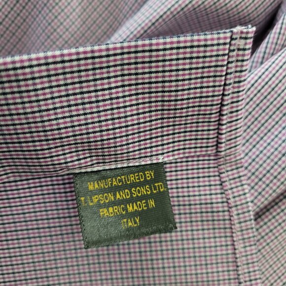 Lipson Signature Button up Dress Shirt Classic Fit 17.5 neck Plaid - Picture 9 of 11